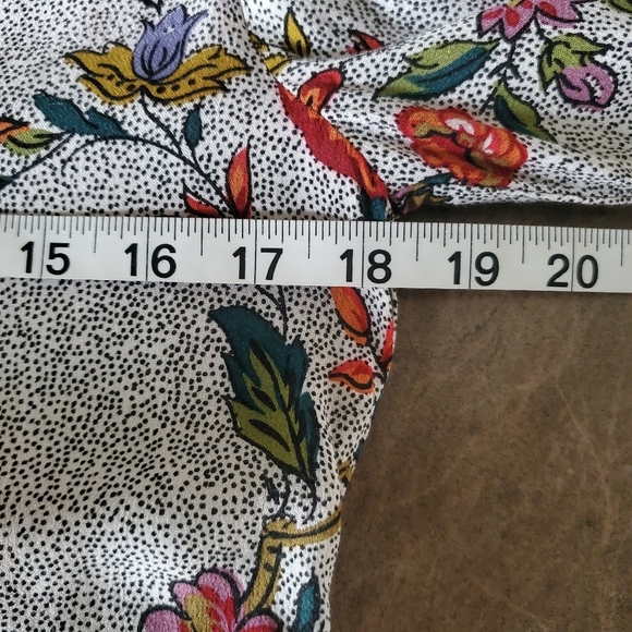 Maeve Button Down Blouse Womens 0 Gray Black Red Floral Peplum Hem Boho Business - Picture 9 of 13